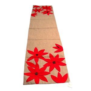 NWT Airabella Collection Red Appliqued Flower 16x72 inches